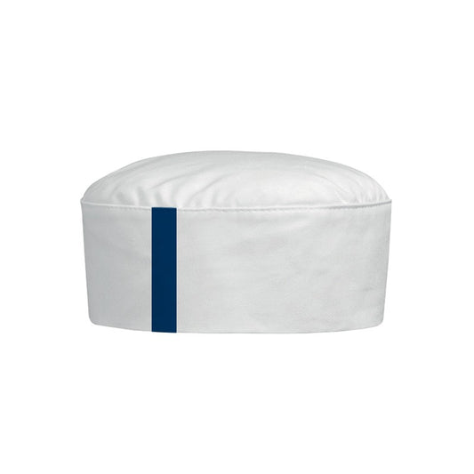 White Cap with Navy Blue Piping - MANELLI