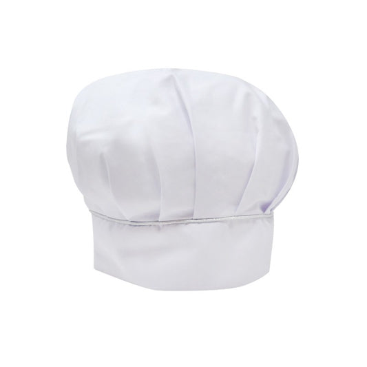 White Kitchen Hat with Silver Piping - MANELLI