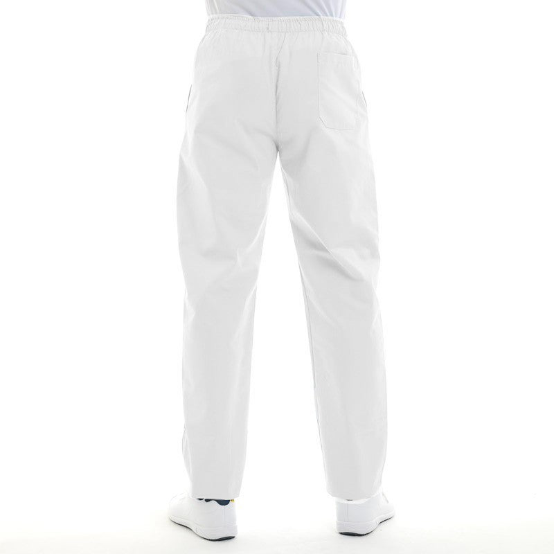 White Kitchen Trousers with Elastic Waistband - MANELLI