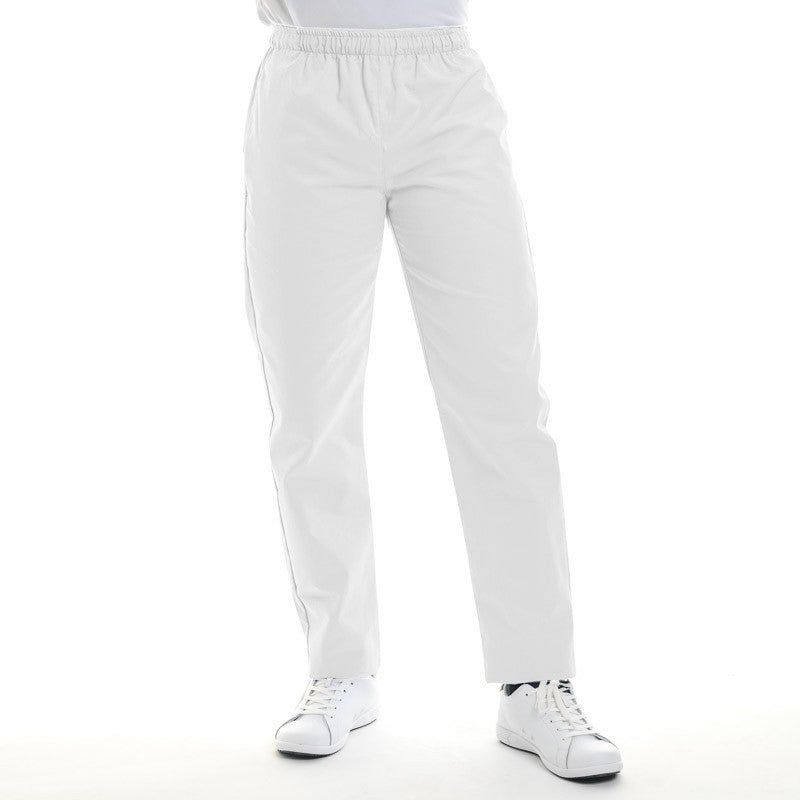 White Kitchen Trousers with Elastic Waistband - MANELLI