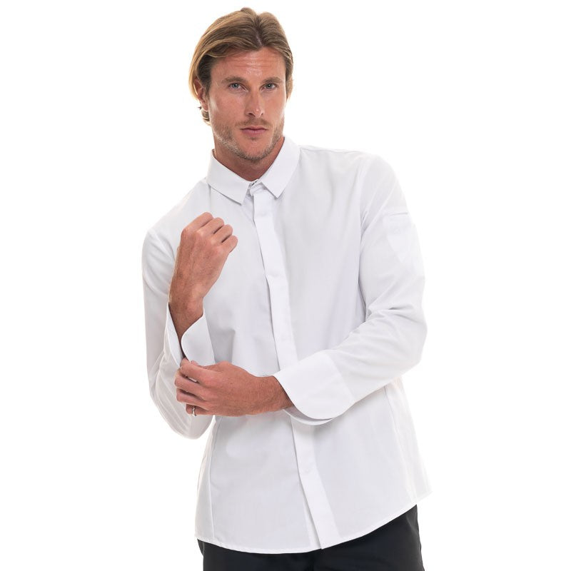 White Long Sleeve Shirt Style Kitchen Coat FIGARI - ROBUR