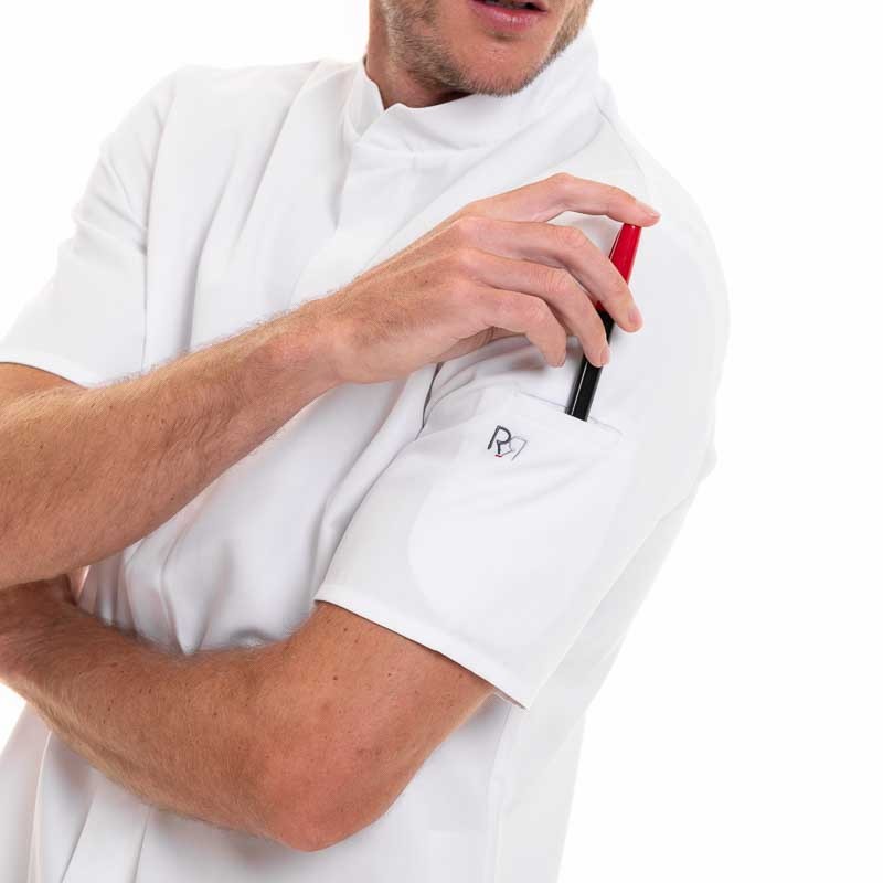 White Short Sleeve kitchen Coat BALSA - ROBUR