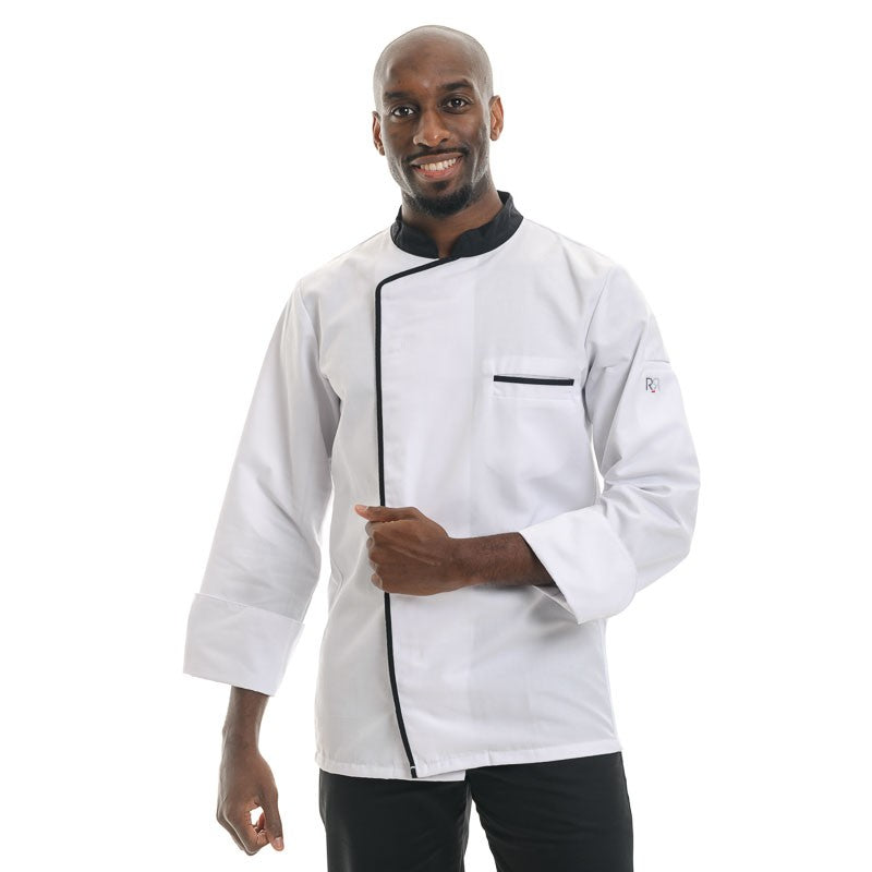 White and Black Long Sleeve Chef Coat Energy - ROBUR