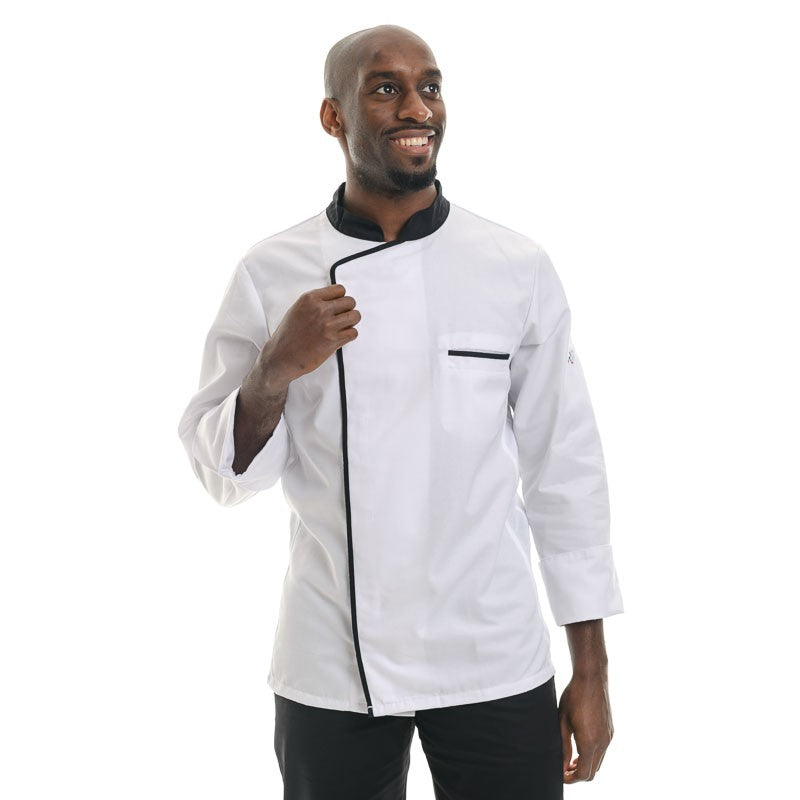 White and Black Long Sleeve Chef Coat Energy - ROBUR