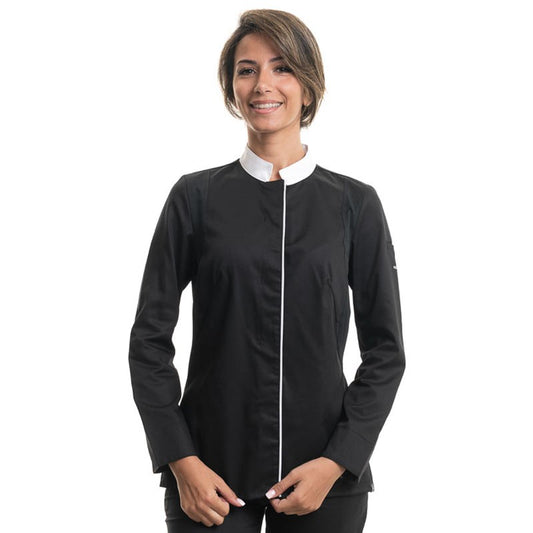 Women's Black Long Sleeve Kitchen Coat ELIZE- ROBUR