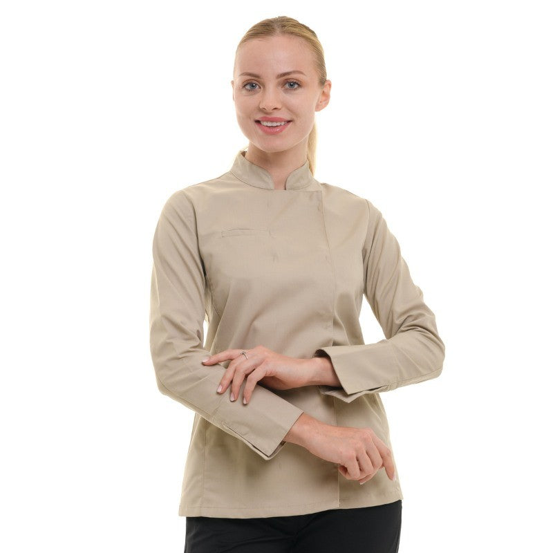 Women's Long Sleeve Beige Kitchen Coat California - MANELLI