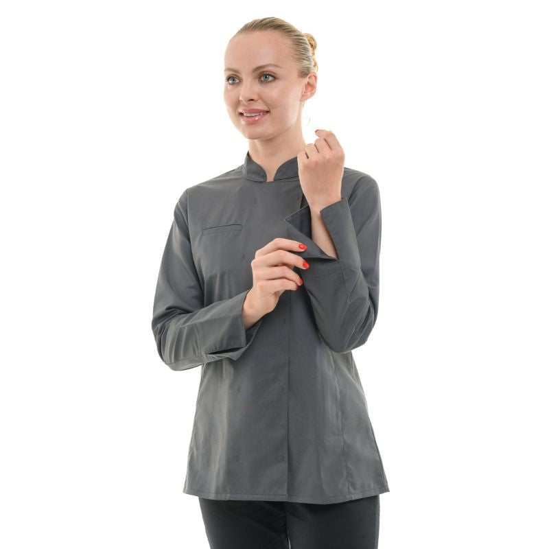 Women's Long Sleeve Gray Kitchen Coat California - MANELLI