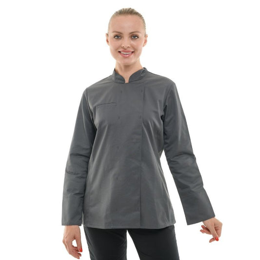 Women's Long Sleeve Gray Kitchen Coat California - MANELLI