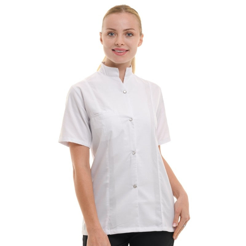 Women's Long Sleeve White Kitchen Coat Marbella - MANELLI