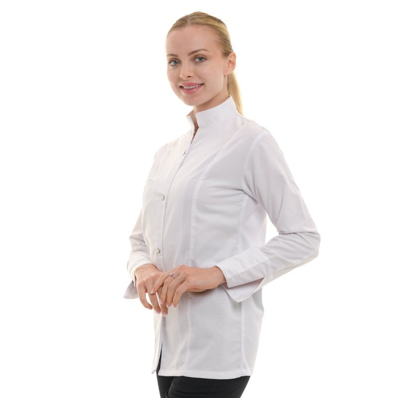 Women's Long Sleeve White Kitchen Coat Marbella - MANELLI