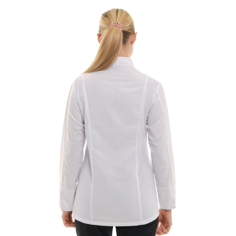 Women's Long Sleeve White Kitchen Coat Marbella - MANELLI