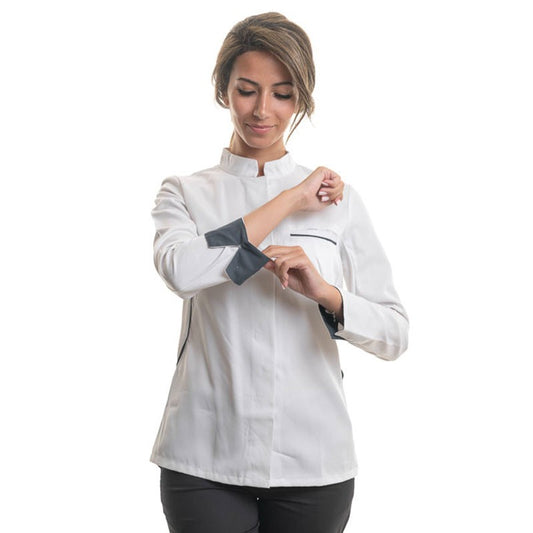 Women's Long sleeve White Kitchen Coat ESCALE - ROBUR
