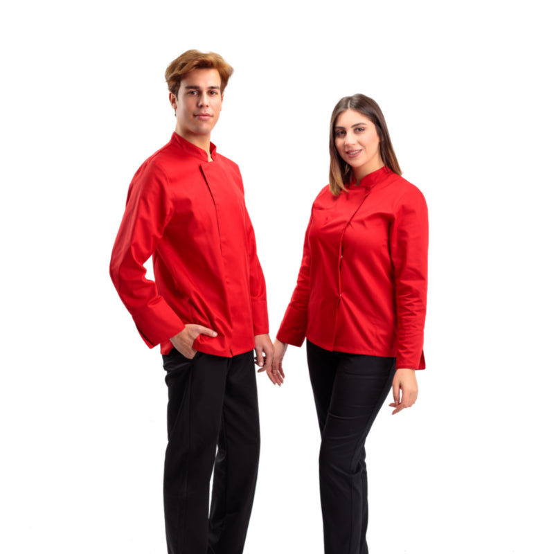 Women's Red Long Sleeve Chef's Coat Californie - MANELLI