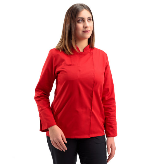 Women's Red Long Sleeve Chef's Coat Californie - MANELLI