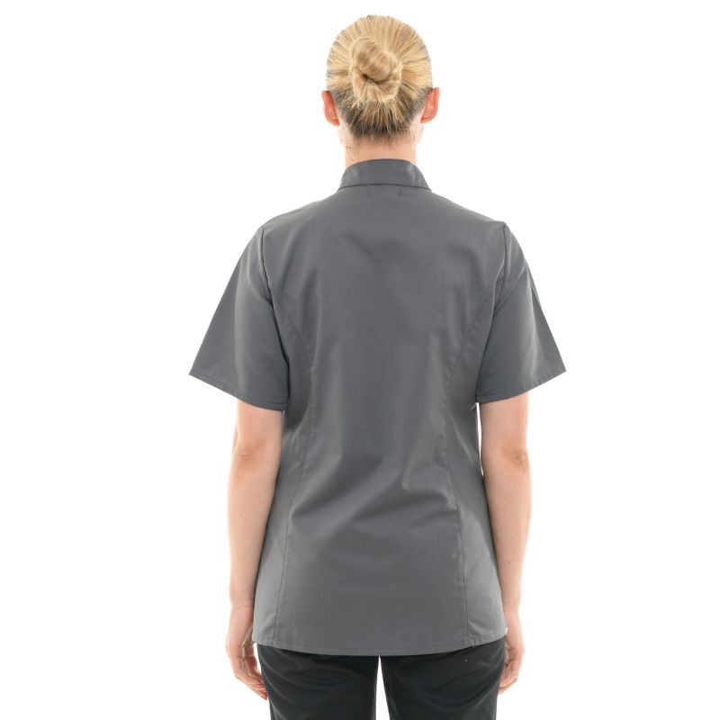 Women's Short Sleeve Gray Kitchen Coat California - MANELLI