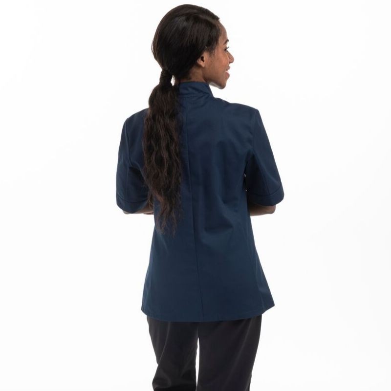 Women's Short Sleeve or Long Sleeve Blue Lady Kitchen Coat - MANELLI