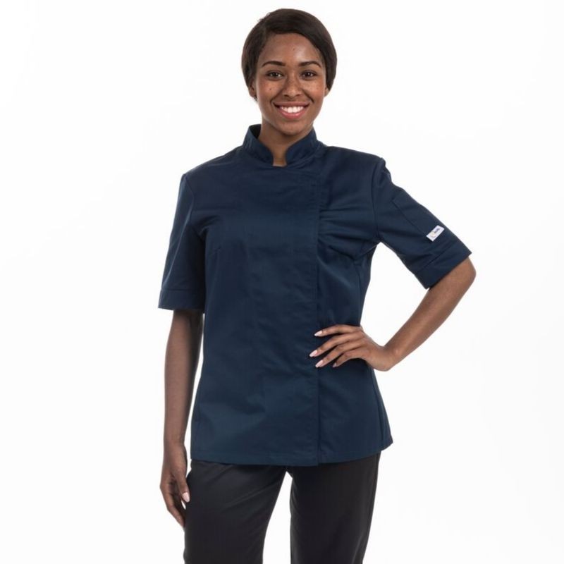 Women's Short Sleeve or Long Sleeve Blue Lady Kitchen Coat - MANELLI