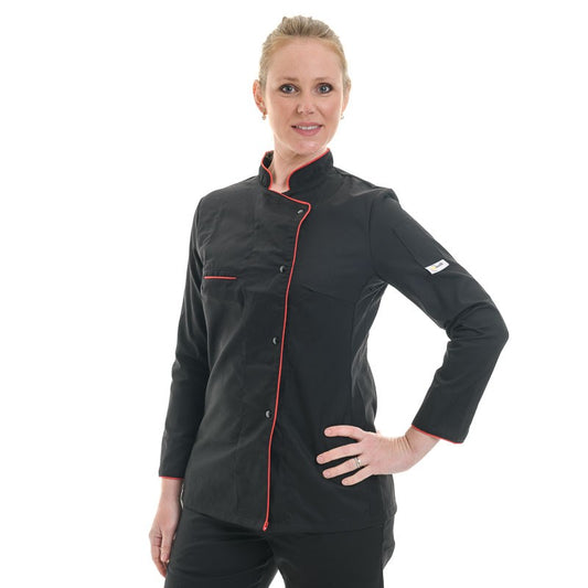 Women's kitchen coat with red Piping Long Sleeve - MANELLI