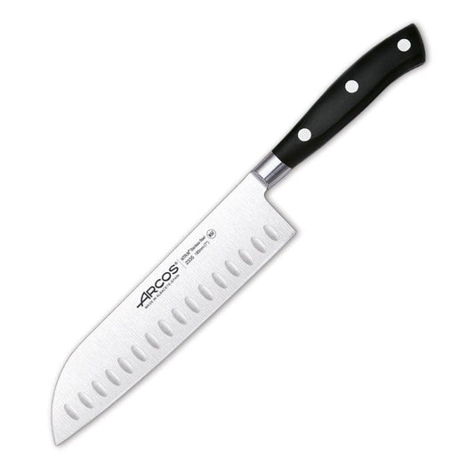 Arcos Noir Santoku Knife Honeycomb Blade 7.09 inch Riviera Range - ARCOS