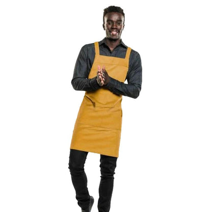 Chaud Devant Yellow Velvet Cross Back Apron - CHAUD DEVANT