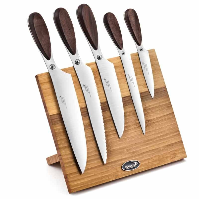 Deglon Bamboo Magnetic Block for 5 Knives - DEGLON