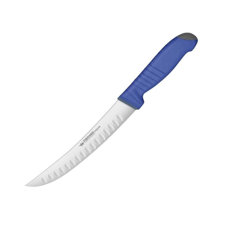 Fischer Bargoin Blue Bi-Material Handle Curved Hollow-Edge Paring Knife - FISCHER