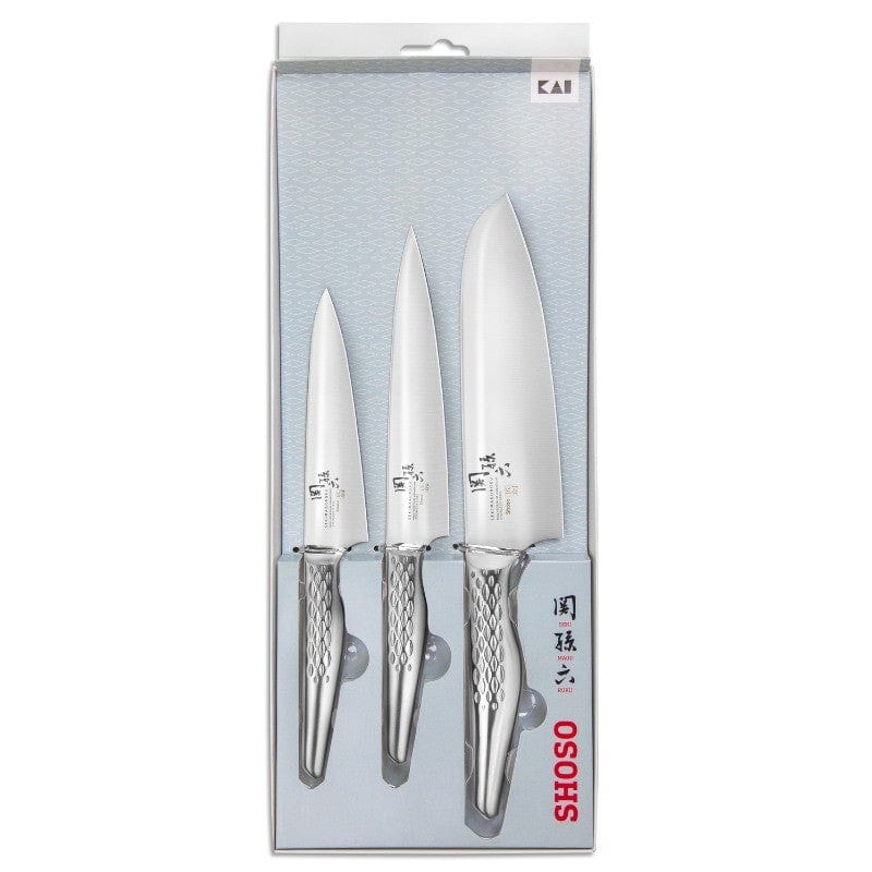 Kai Set of 3 Japanese Knives Office Utility and Santoku - Seki Magoroku Collection - KAI