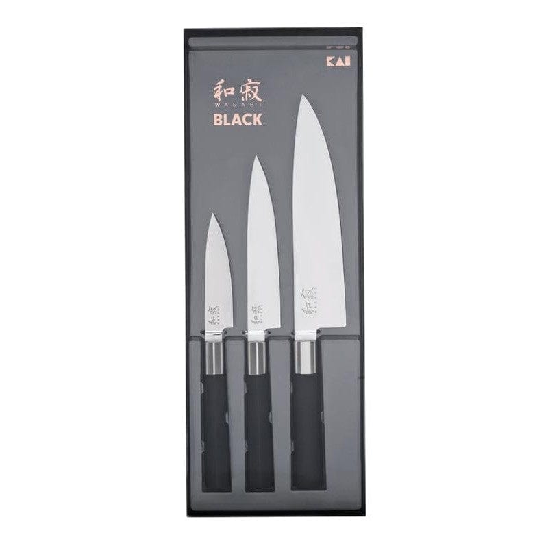 Kai Set of 3 Japanese Knives WASABI BLACK Collection - KAI