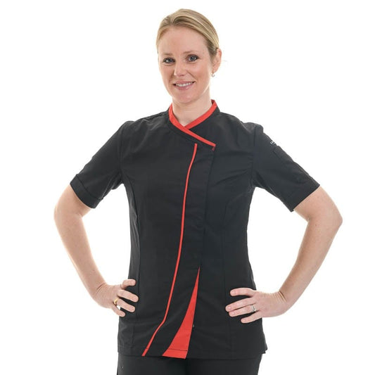 Lafont - Cuisine T00 - XXS Black and Red Women's Kitchen Coat - LAFONT