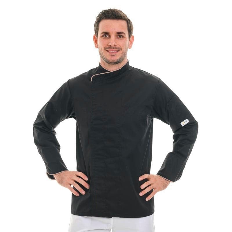 Manelli Beige / Long Sleeve / S Black Short Sleeve or Long Sleeve Chef Coat with Beige Piping - MANELLI