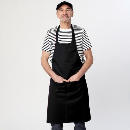 Manelli Black Apron With Double Bib Polycotton Pocket - MANELLI