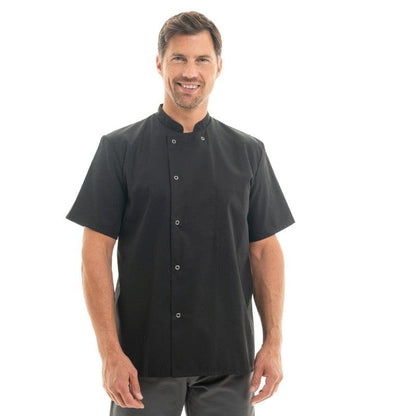 Manelli Black Unisex Short Sleeve Chef Coat - MANELLI