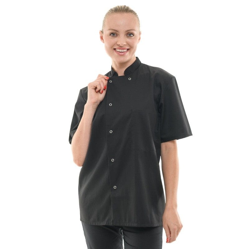 Manelli Black Unisex Short Sleeve Chef Coat - MANELLI