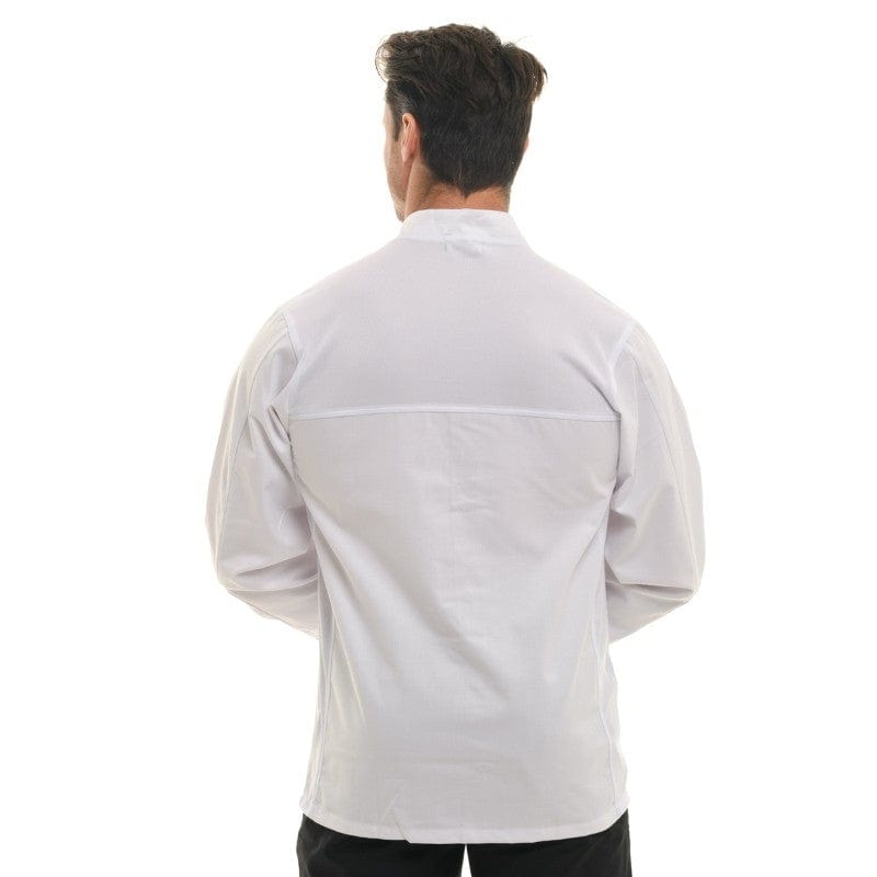 Manelli Long Sleeve / T0 Men's White Nevada Chef Coat with Long Sleeve - MANELLI