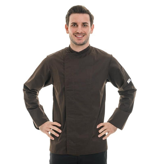 Manelli Men's Brown Long Sleeve Chef Coat - MANELLI