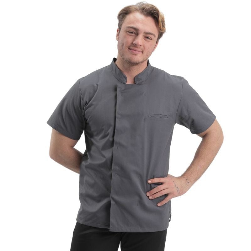 Manelli Men's Short Sleeve Gray Cooking Coat - MANELLI