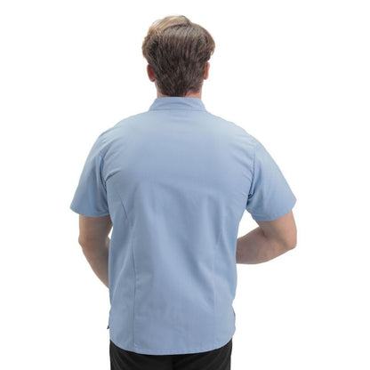 Manelli Men's Short Sleeve Sky Blue Cooking Coat  - MANELLI