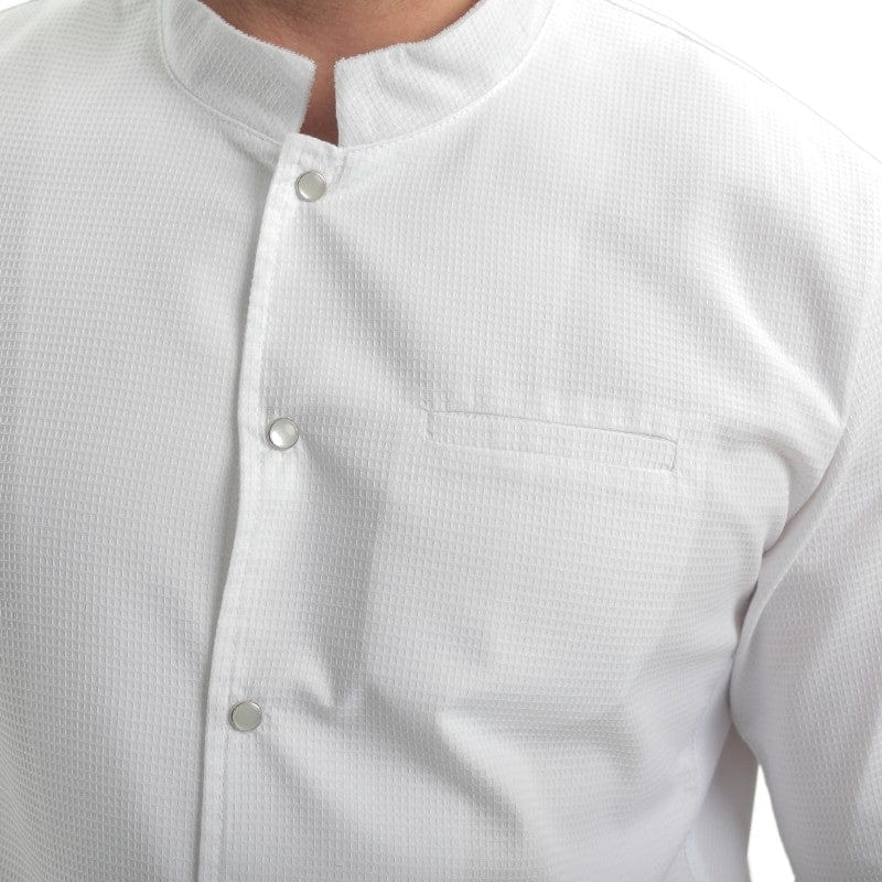 Manelli Men's Short Sleeve White Embossed Kitchen Coat - MANELLI