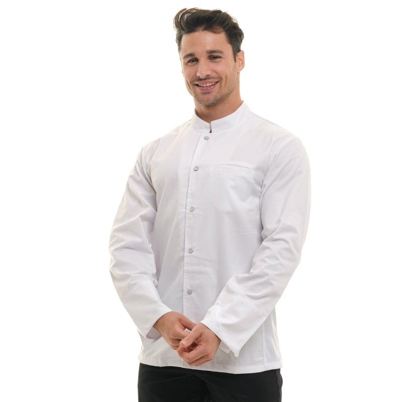 Manelli Men's White Nevada Chef Coat with Long Sleeve - MANELLI