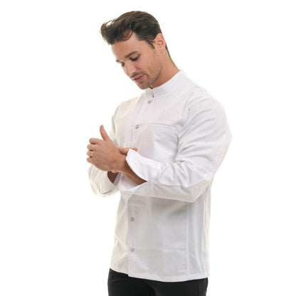 Manelli Men's White Nevada Chef Coat with Long Sleeve - MANELLI