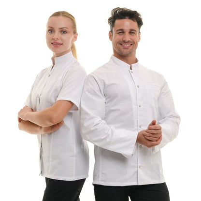 Manelli Men's White Nevada Chef Coat with Long Sleeve - MANELLI