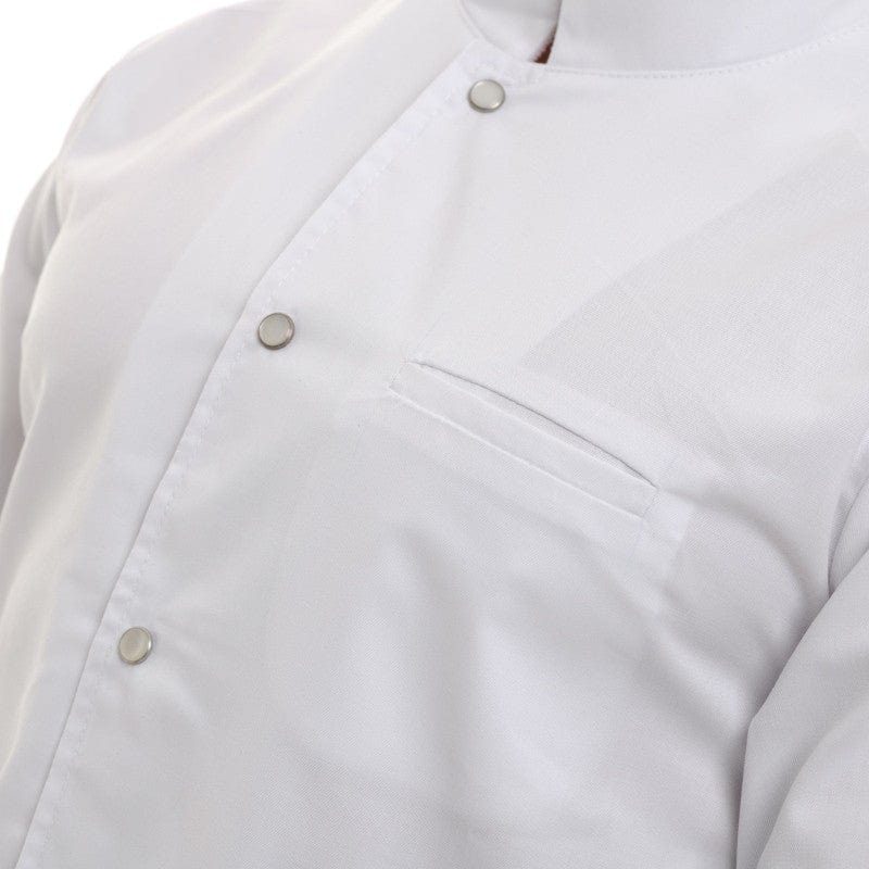 Manelli Men's White Nevada Chef Coat with Long Sleeve - MANELLI