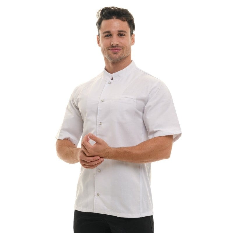 Manelli Men's White Nevada Chef Coat with Long Sleeve - MANELLI