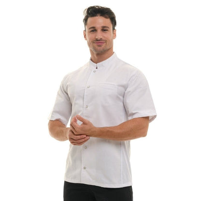 Manelli Men's White Short Sleeve Chef's Coat Nevada - MANELLI