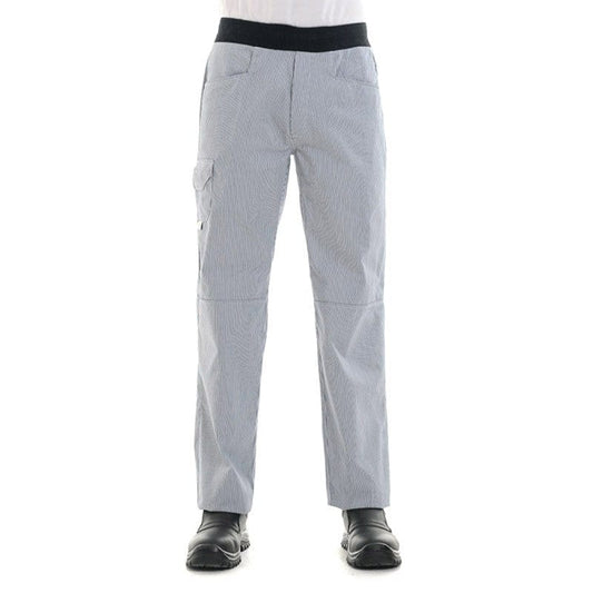 Manelli Navy Blue Lined White Pants - MANELLI