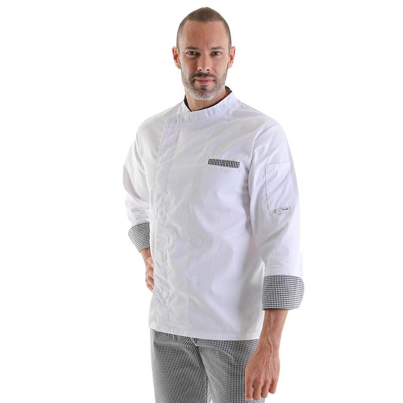 Manelli Original Kitchen Coat with White Check Patterns - MANELLI