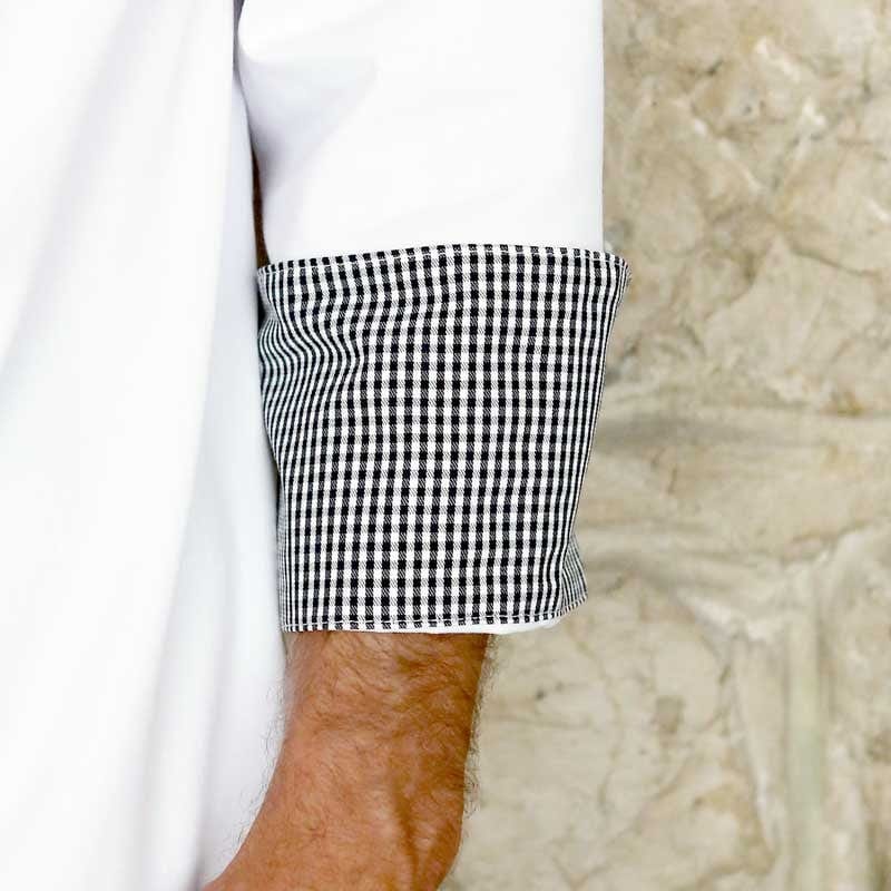 Manelli Original Kitchen Coat with White Check Patterns - MANELLI