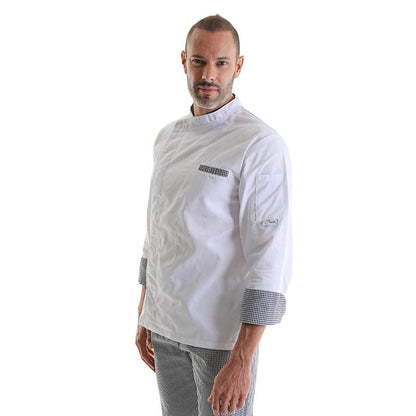 Manelli Original Kitchen Coat with White Check Patterns - MANELLI