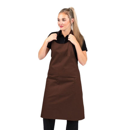 Manelli Polycotton Brown Bib Apron - MANELLI