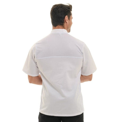 Manelli Short Sleeve / T0 Men's White Nevada Chef Coat with Long Sleeve - MANELLI